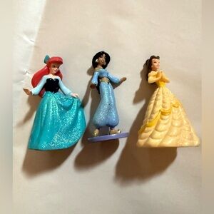 Collectible Disney Princesses Plastic Figurines Jasmine, Ariel,and Belle 3"